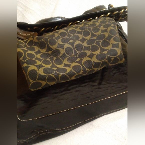 REHAB COACH LARGE SHOULDER BAG HOBO BLACK AND BRASS HARDWARE - Picture 11 of 16